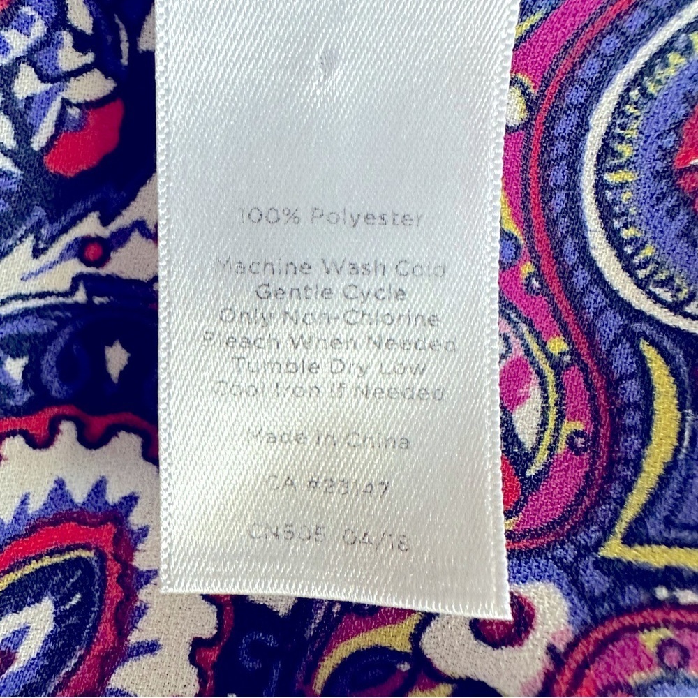 Talbots boho paisley ruffle neck ruched sleeveless top Medium - Picture 13 of 13
